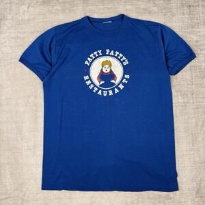 Vintage Restaurant Shirt Men's Medium Blue Fatty Pattys 70s 80s Ringer Funny